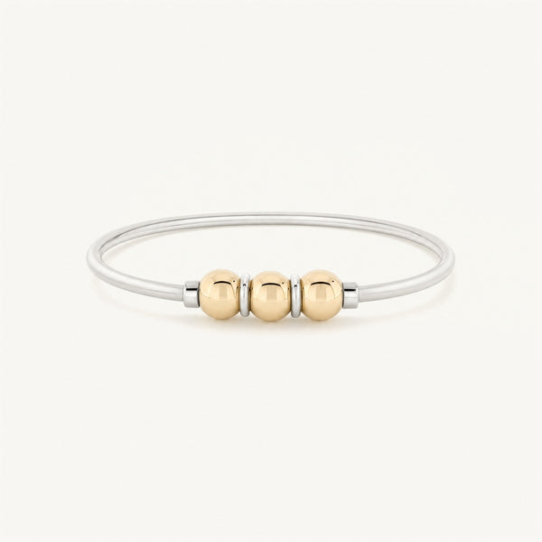 Coastal Triple Ball Bracelet in Sterling Silver with 14k Gold Filled Balls, Ideaure listing photo