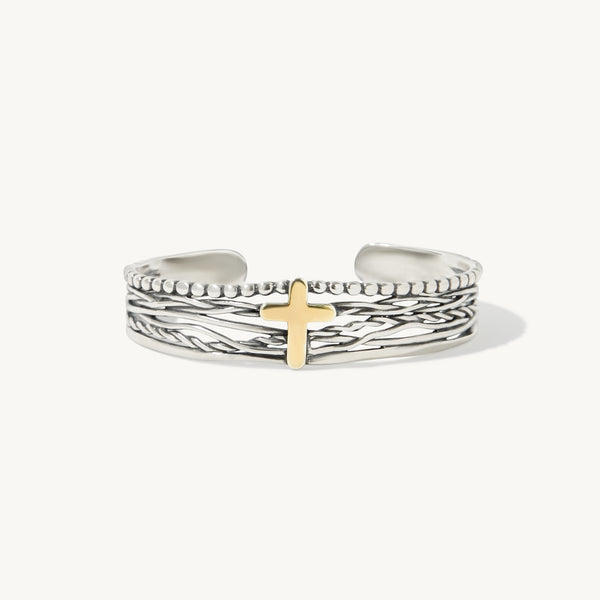 Abby Cross Bracelet in sterling silver and 14k gold