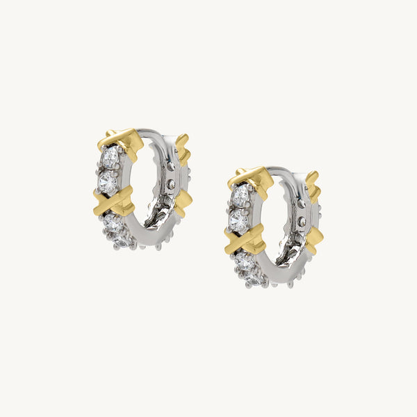 Giana Huggie Earrings in sterling silver and 14k gold