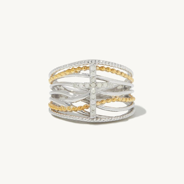 Danica Cross Ring in sterling silver and 14k gold