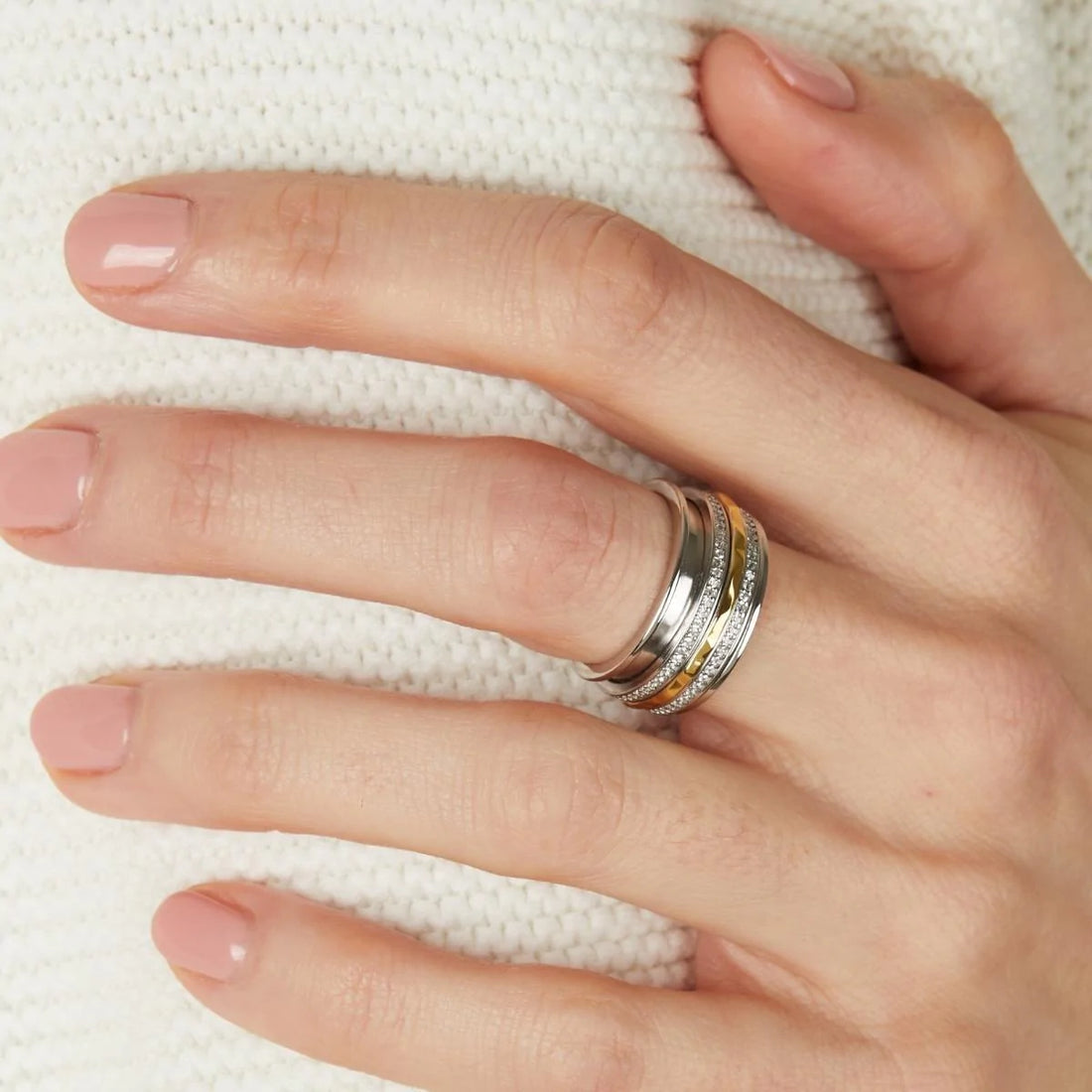 Chain Spinner Ring Stainless Steel Fidget Anti Anxiety Finger For Women Men  Gift | eBay