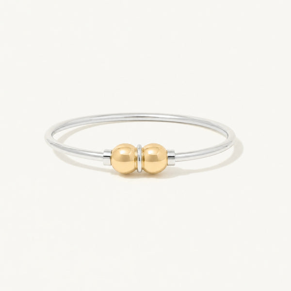 Coastal Double Ball Bracelet in Sterling Silver with 14k Gold Filled Balls, Ideaure listing photo