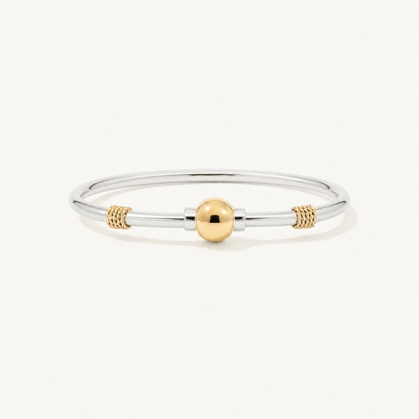 Nantucket Rope Ball Bracelet in Sterling Silver with 14k Gold Filled Ball and Rope Wrap, Ideaure listing photo