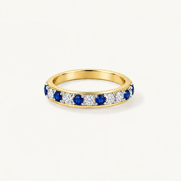 Gilded Blue Eternity Band in 925 sterling silver and 14k gold filled, front view