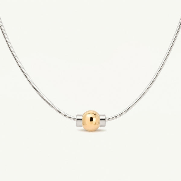 Coastal Ball Necklace in Sterling Silver with 14k Gold Filled Ball, Ideaure listing photo