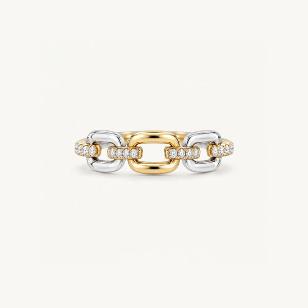 Lantern Link Ring in 925 sterling silver and 14k gold filled, front view