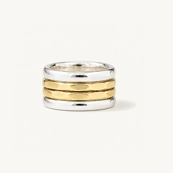 Gilded Four Band Ring in 925 sterling silver and 14k gold filled, front view