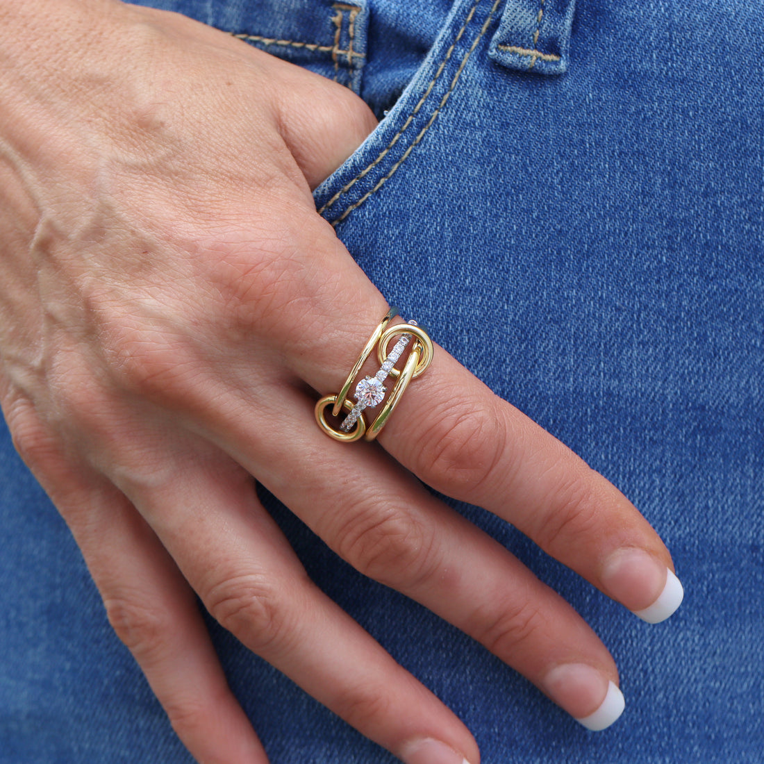 Bellina Connector Ring in 14k gold filled and sterling silver, view 9