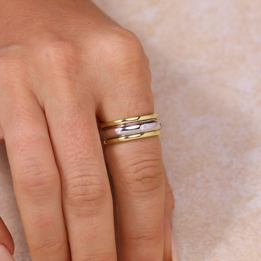 Milana Spinner Ring in sterling silver and 14k gold, view 7