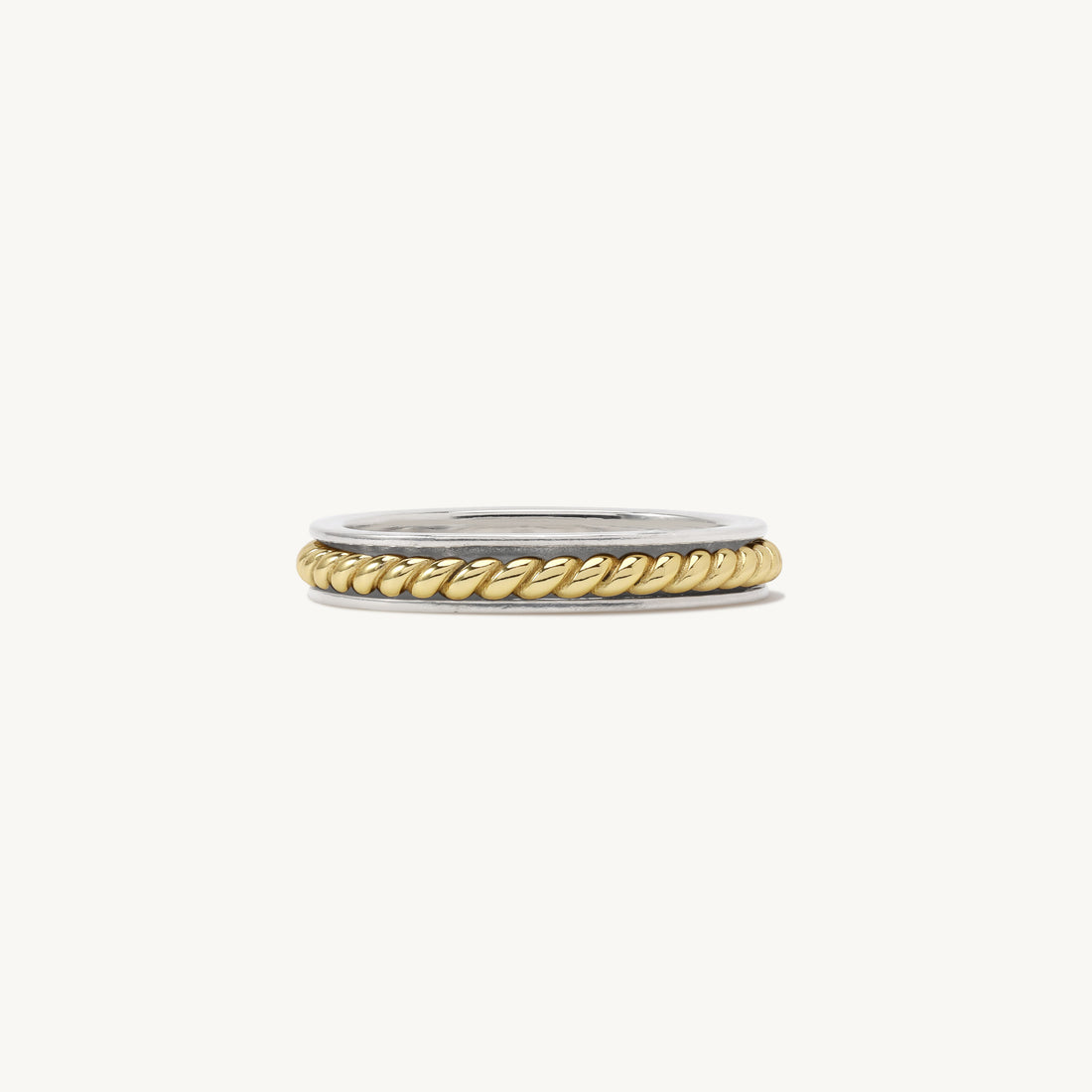 Fausta Roped Spinner Ring in sterling silver and 14k gold