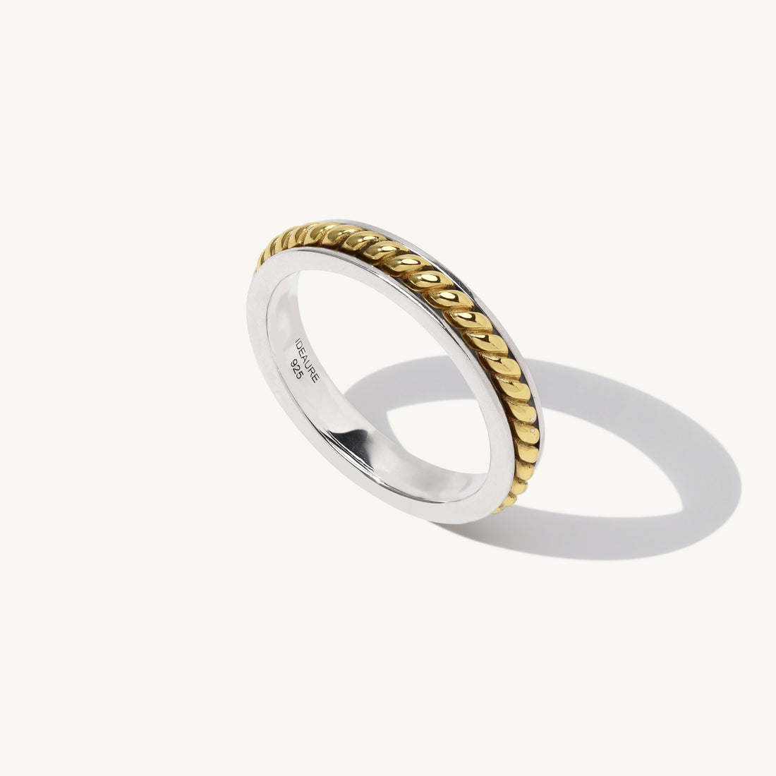 Fausta Roped Spinner Ring in sterling silver and 14k gold, view 3