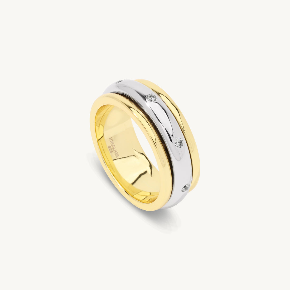 Milana Spinner Ring in sterling silver and 14k gold, view 3