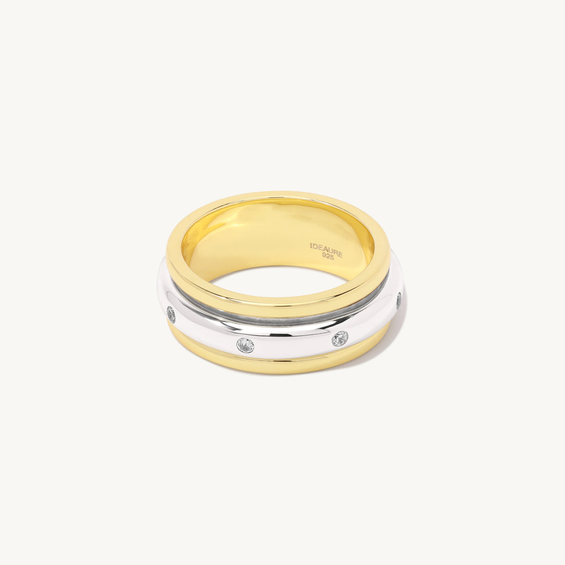 Milana Spinner Ring in sterling silver and 14k gold, view 5