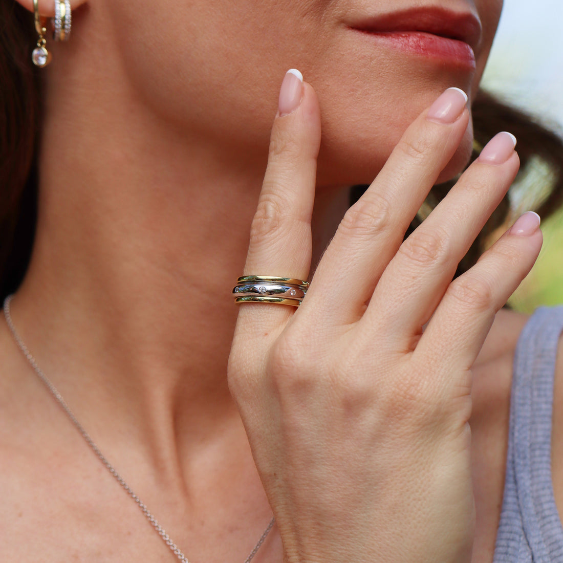 Milana Spinner Ring in sterling silver and 14k gold, view 6