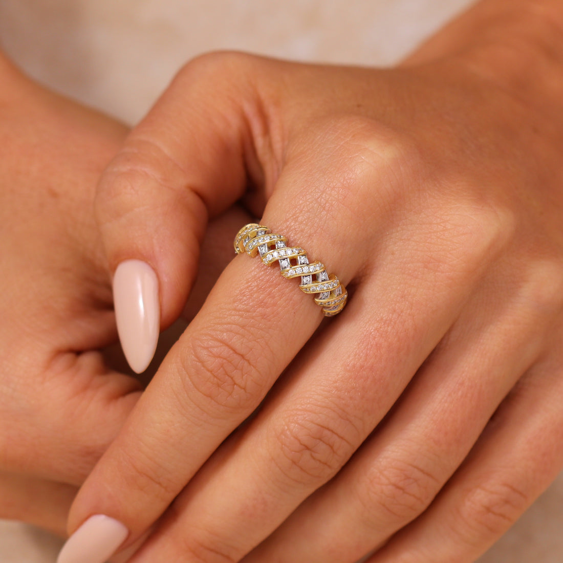 Nerea Gemstone Ring in sterling silver and 14k gold, view 2