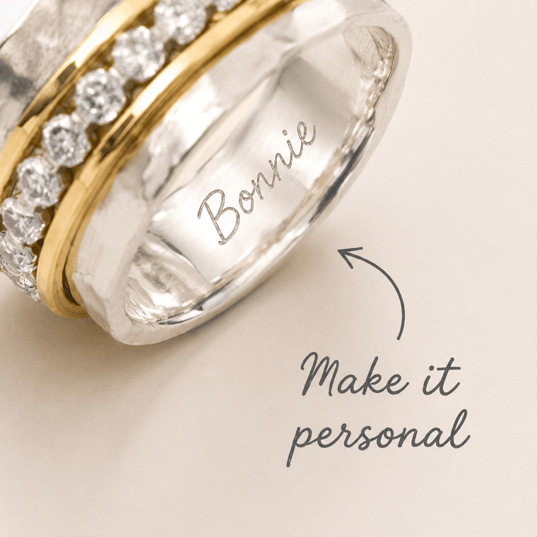 A name engraved by hand inside one of our rings