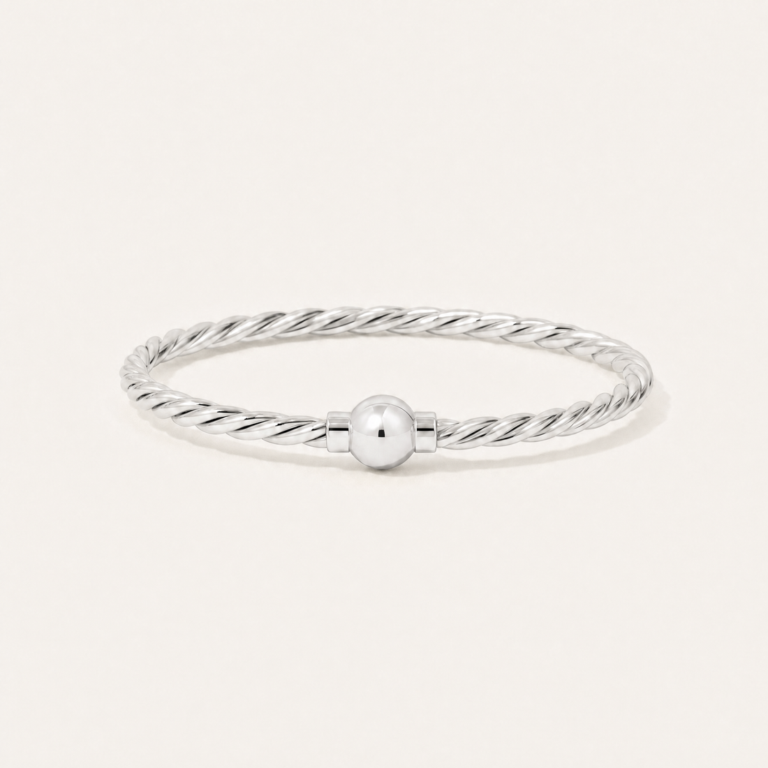 Coastal Twist Ball Bracelet in All Sterling Silver, Ideaure listing photo