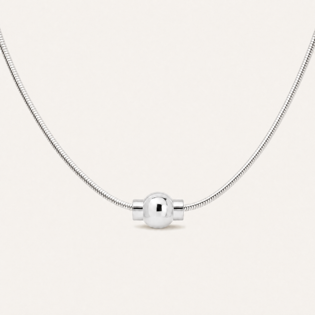 Coastal Ball Necklace in All Sterling Silver, Ideaure listing photo