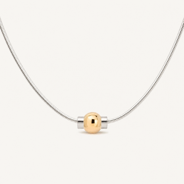 Coastal Ball Necklace in Sterling Silver with 14k Gold Filled Ball, Ideaure listing photo