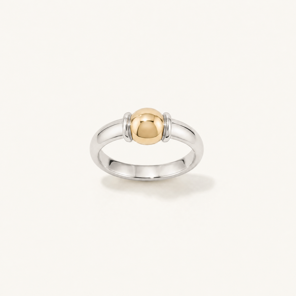 Coastal Ball Ring in Sterling Silver with 14k Gold Filled Ball, Ideaure listing photo