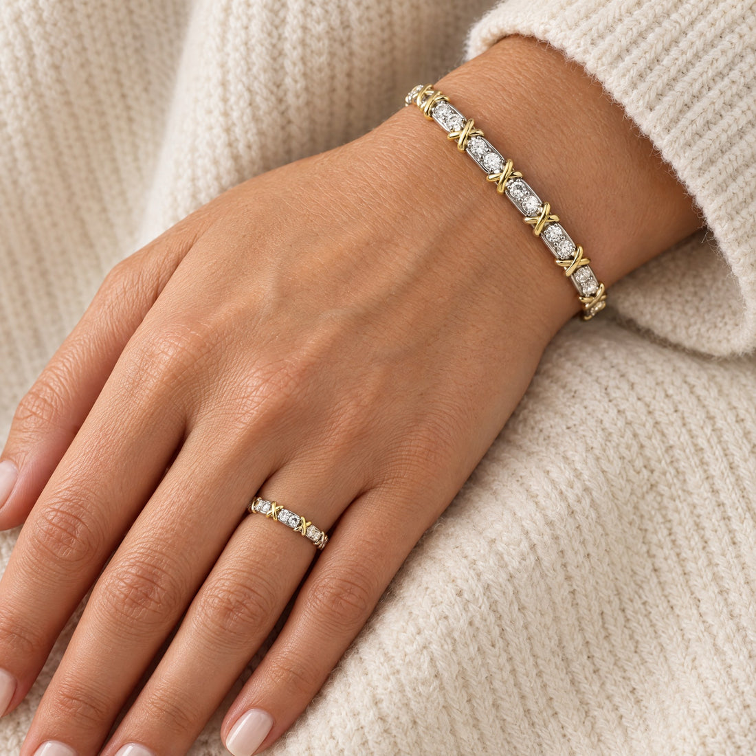 Giana Gemstone Ring worn with the Giana Bracelet