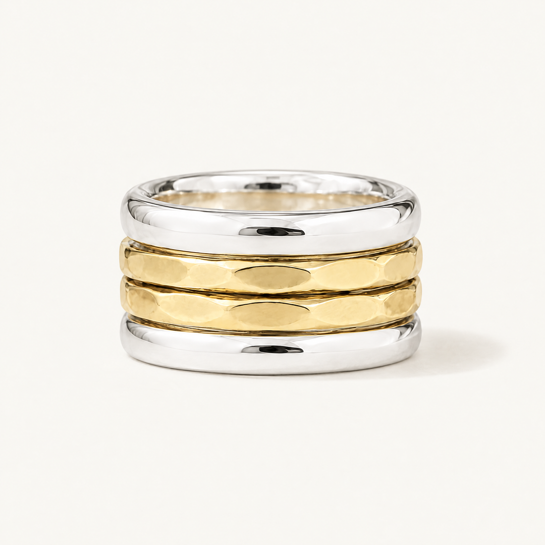 Hammered Four Band Stack Ring, Ideaure listing photo