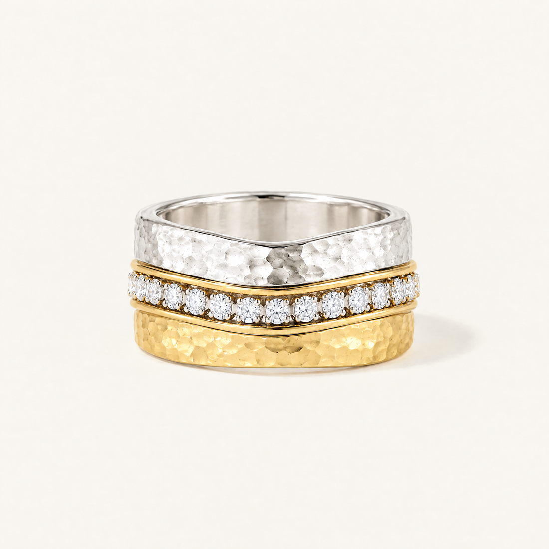 Hammered Wave Stack Ring, Ideaure listing photo