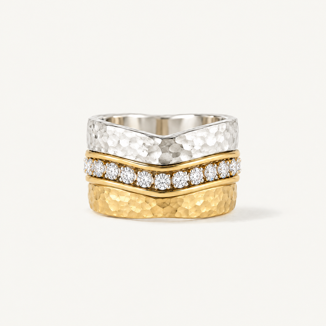 Hammered Wave Stack Ring, side profile