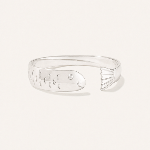 Harbor Fish Cuff Bracelet in All Sterling Silver, Ideaure listing photo