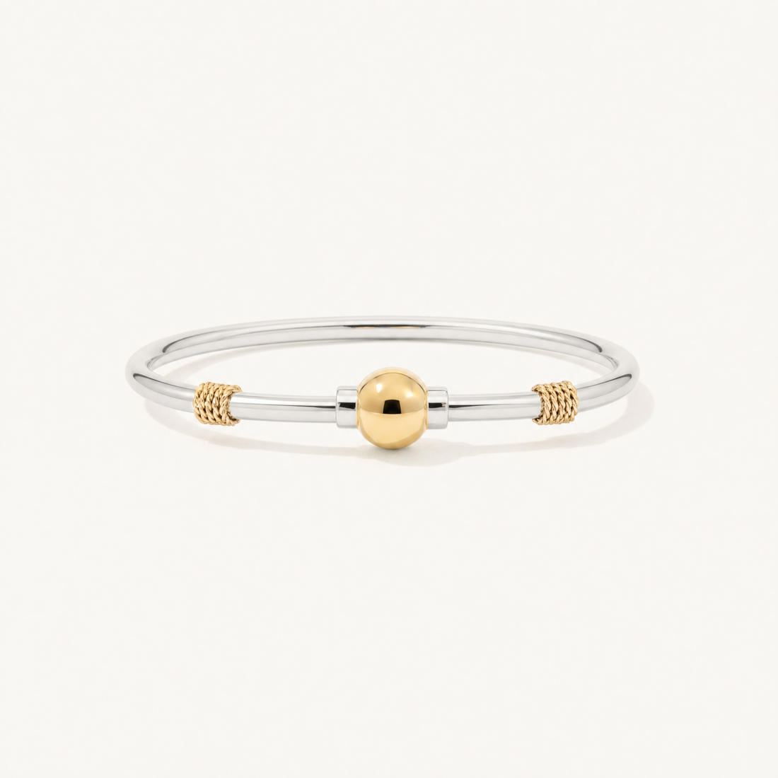 Nantucket Rope Ball Bracelet in Sterling Silver with 14k Gold Filled Ball and Rope Wrap, Ideaure listing photo