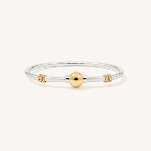 Nantucket Rope Ball Bracelet in Sterling Silver with 14k Gold Filled Ball and Rope Wrap, Ideaure listing photo