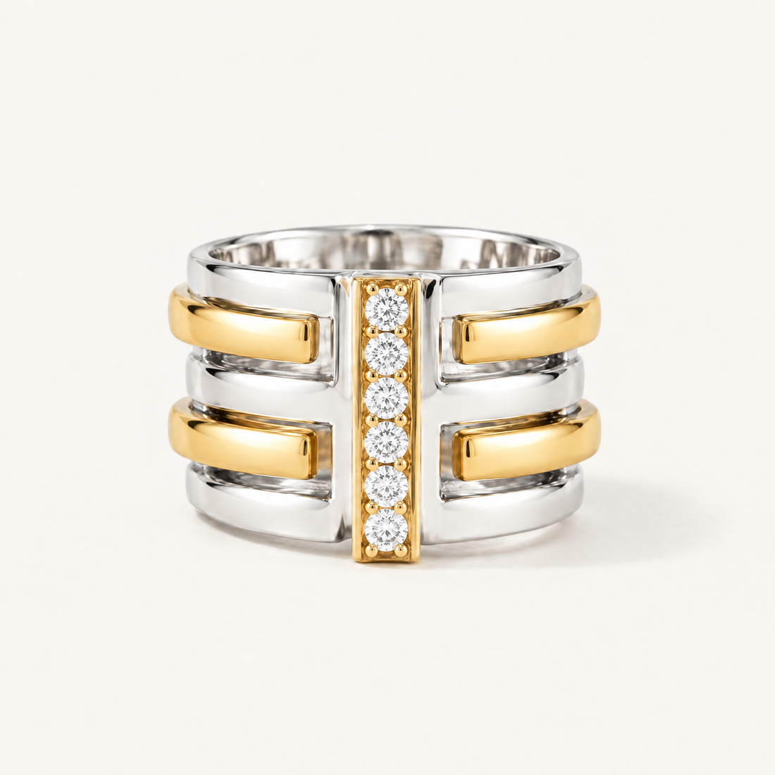 Ribbed Bar Pavé Ring, Ideaure listing photo