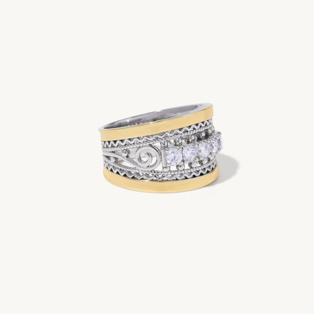 Chiara Gemstone Ring in sterling silver and 14k gold, view 3