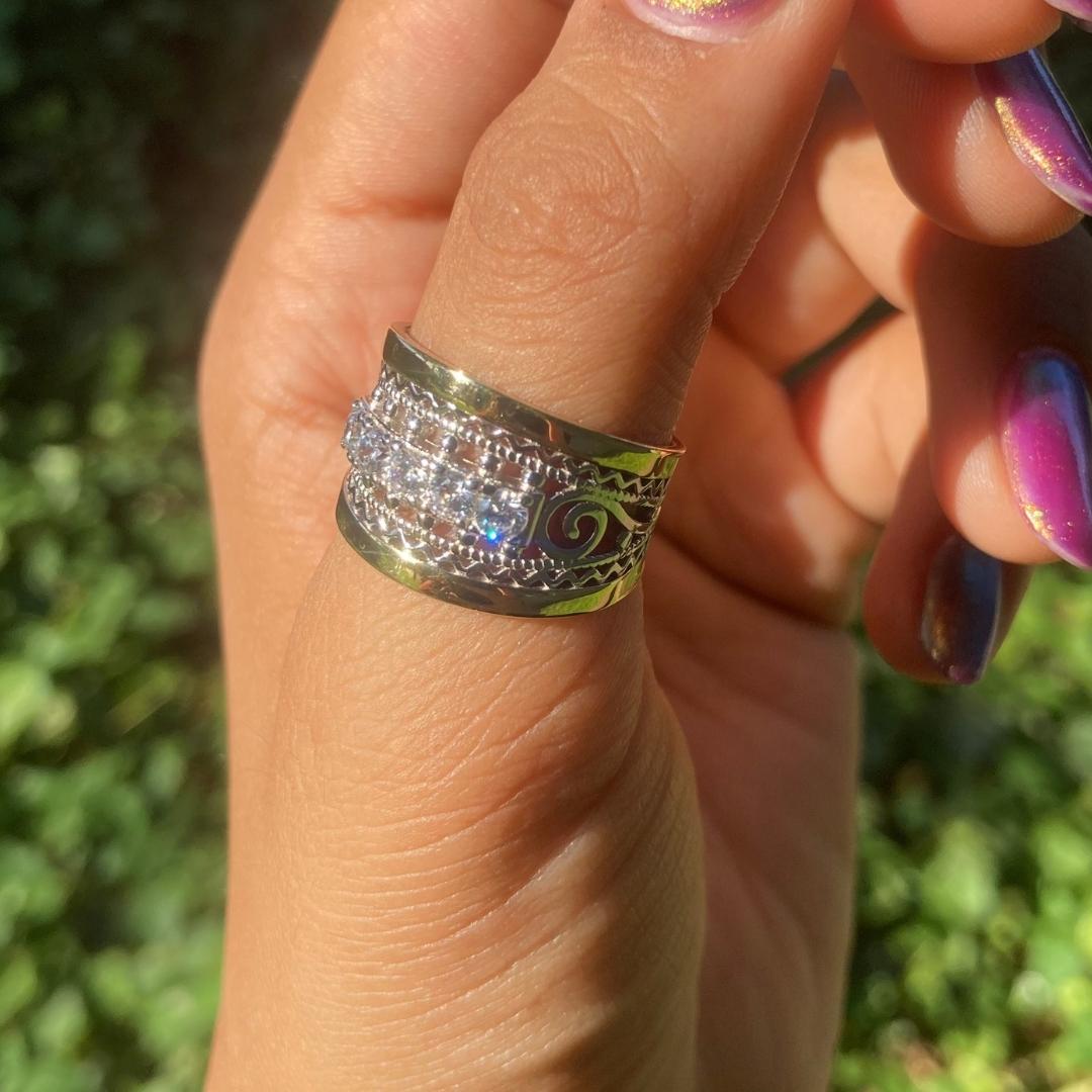 Chiara Gemstone Ring in sterling silver and 14k gold, view 7